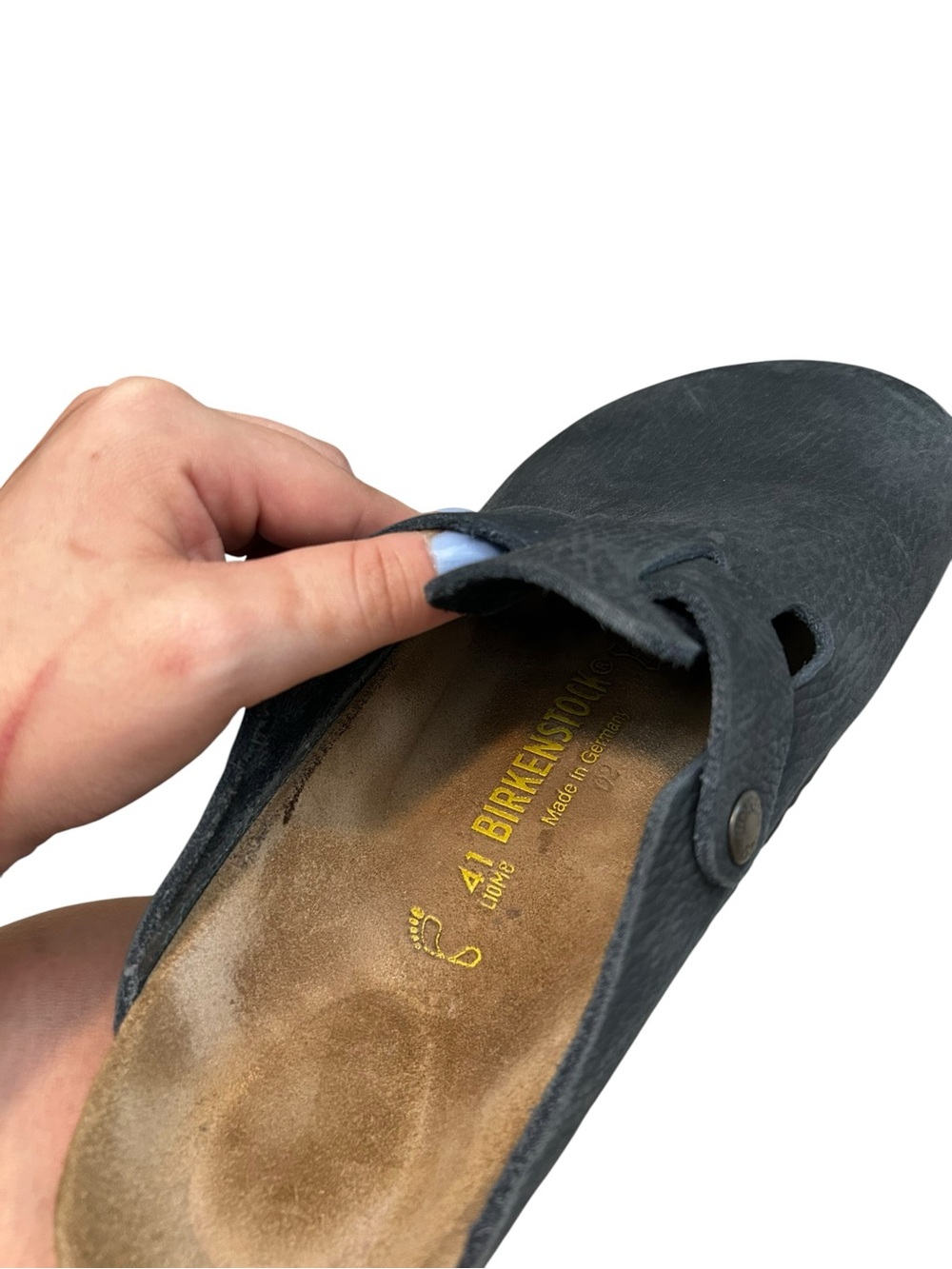Birkenstock Boston Oiled Leather Cloud Black Women’s Size 41 L10 M8 Comfort Mule - Picture 5 of 7
